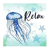 Nautical Beach Ocean Theme Underwater Jellyfish Outdoors Wall Decoration Wall Art Murals Watercolor Marine Life Self-Adhesive Wall Decal for Teen Room Kids Room Kitchen Mirrors Vinyl