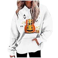 Halloween Hooded Sweatshirts for Women Pumpkin Ghost Graphic Hoodie Casual Pullover Plus Size Sweatshirt Hoodie
