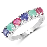 1.88 Carat Genuine Multi Stone .925 Sterling Silver Ring