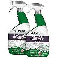 Flea and Tick Home Spray for Cats | Flea Treatment for Cats and Home | Plant-Based Formula | 32 Ounces, 2 Pack