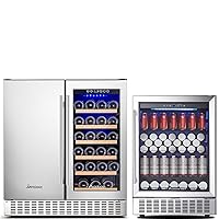 AAOBOSI 30 Inch Dual Zone Wine and Beverage Refrigerator & 24 Inch Beverage Cooler
