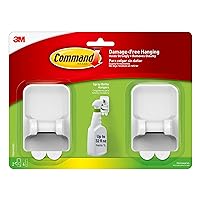 Spray Bottle Hangers, Holds up to 32 fl oz, 2 Hangers with 4 Command Strips, Damage Free Spray Bottle Holder Wall Mount to Cabinet, Kitchen, or Under Sink