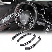 Carbon FiberCar Steering Wheel Cover Compatible with Corvette C8 Stingray 2020 2021 2022 2023, Segmented Anti-Skid Steering Wheel Protector Interior Accessories (Black)