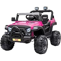 Kids Ride On Truck 12V Electric Car for Kids by TOBBI Off-Road Electric Vehicle SUV Battery Powered Ride on Toy Cars w/Remote Control, 3 Speeds, Rose Red