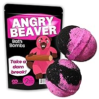 Angry Beaver Bath Bombs - Funny Pink Beaver Design - XL Bath Fizzers for Women - Giant, pink and black, Handcrafted, 2 pk