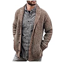 Cardigan Mens Sweater Casual Stylish Shawl Collar Cardigan Cable Knitted Button Up Cardigan Sweaters