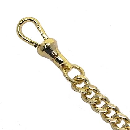 Albert Chain Gold Color Pocket Watch Chains for Men with T Bar Swivel Clasp and Religious Cross Fob AC80