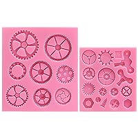 Steampunk Style Clock Watch Wheel Cogs Gears Candy Silicone Mold for Sugarcraft, Cake Decoration, Cupcake Topper, Fondant, Jewelry, Polymer Clay, Crafting Projects, 2 in Set