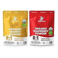 Jungle Powders Organic Mango & Organic Raspberry Bundle - 5oz Mango Powder, Extract, Freeze-Dried Mangoes + 5oz Raspberry Powder - Ideal for Baking, Smoothies, Desserts, USDA Organic, Non GMO, Vegan