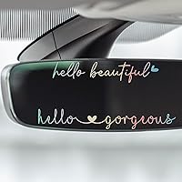 6X Hello Beautiful Gorgeous Rear View Mirror Accessories Vinyl Decal Car Decorations for Girls Vanity Mirror Stickers Car Decals Stuff for Women(Colorful)…