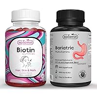 Bariatric Multivitamin with Iron for Post-Bariatric Surgery + Biotin Vitamin B7 Gummies 5000 mcg per Serving - with Elderberry and Coconut Oil (Bundle)