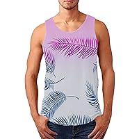 Mens Tank Top, Men Hawaiian Palm Tree Shirt Tropical Beach Vintage Retro Style Tank Top Gym Fitness Sleeveless Shirt