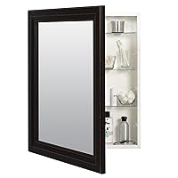 Surface or Recess Mount Framed Mirror Medicine Cabinet, 24.5” W x 30.5” H, Oil Rubbed Bronze