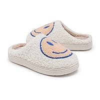 Smile Face Slippers for Kids Happy Face Slippers for Girls Boys Soft Plush Warm Slipper Anti-Slip Winter Fluffy House Shoes Soft Memory Foam Comfort Cotton Kids Slippers Indoor and Outdoor