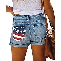 SANMM Womens Casual Stretch Denim Jean Shorts with Button Pockets for Summer