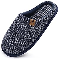 ONCAI Mens Cozy Memory Foam Scuff Slippers Slip On Warm House Shoes Indoor/Outdoor With Best Arch Support Size 7-15