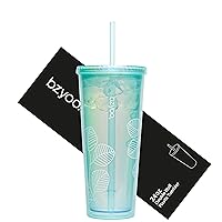 bzyoo SIP 24oz (710ml) Double Wall Plastic Tumbler with Lid and Straw Cold Drink Travel Mug Reusable Ice Coffee Tea Cup Perfect for Office Poolside Parties Gifts Color: Pearl Green