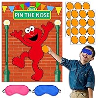 Pin The Nose On ELMO Games for Seasme Friends Street Party Decorations, Sesame Birthday Decorations, Large High Gloss Waterproof Poster Favors for Girls Boys Indoor Outdoor Activity