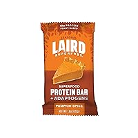 Laird Superfood Functional Protein Bars – Protein Bar but Better with Real Ingredients, Functional Mushrooms 10g Plant-Based Protein, 6g Fiber - Non-GMO - Pumpkin, 10 Count (Pack of 1)