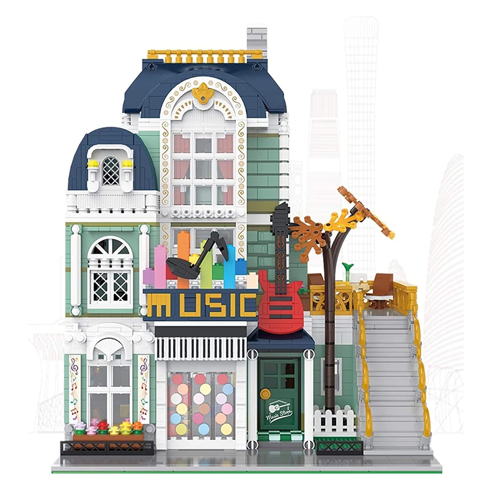 ZMBlock Toy Building Set Instrument Store, Creative Model House Building Block Collectible Big Set Construction Bricks Present Gift for Kids Boys Girls Adult Ages 8+ (3005 Pieces )