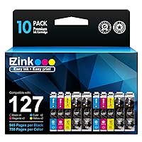 E-Z Ink (TM Remanufactured Ink Cartridges Replacement for Epson 127 T127 to use with NX530 625 WF-3520 WF-3530 WF-3540 WF-7010 WF-7510 7520 545 645 (4 Large Black, 2 Cyan, 2 Magenta, 2 Yellow) 10Pack