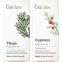 Thuja Essential Oil for Skin & Cypress Essential Oil for Skin Set - 100% Natural Therapeutic Grade Essential Oils Set - 2x0.34 fl oz - Gya Labs
