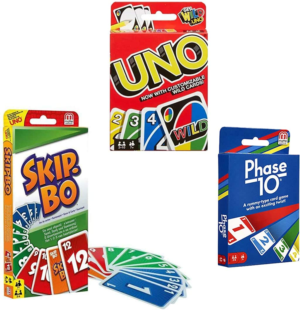 Mattel Card Game Set (Skip Bo, Uno & Phase 10)