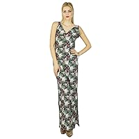 Bimba Women Long Printed Maxi Dress Sleeveless Comed with Side Slit Casual Clothing