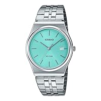 Casio MTP-B145D-2A1V Men's Vintage Stainless Steel Turquoise Blue Dial 3-Hand Analog Watch