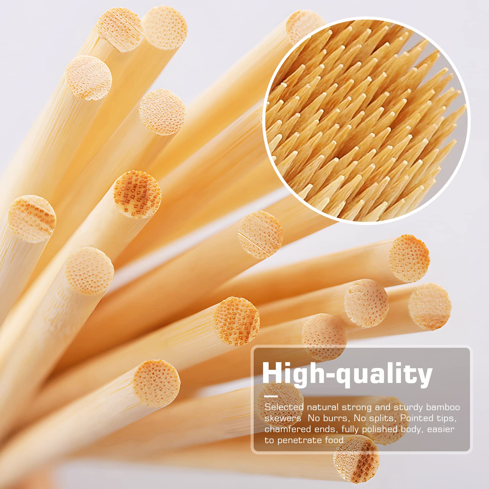  200 PCS Bamboo Skewers for Appetizers, 4.7 Inch