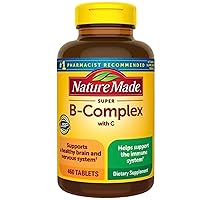 Nature Made Super B Complex with Vitamin C, Dietary Supplement for Brain Cell Function, Energy Support & Nervous System Support, 460 Tablets, 460 Day + Bundle with Emergency Whistle Keychain