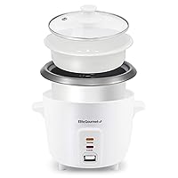 Elite Gourmet ERC-006NST Maxi-Matic Electric Rice Cooker with Non-Stick Inner Pot Makes Soups, Stews, Grains, Cereals, Keep Warm Feature, 6 Cups Cooked (3 Cups Uncooked), White