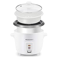 Elite Gourmet ERC-006NST# Electric Rice Cooker with Non Stick Inner Pot Makes Soups, Stews, Grains, Cereals, Keep Warm Feature, 6 Cups, White