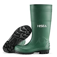HISEA Men's Rain Boots, Waterproof Rubber Boots with Steel Shank, Seamless PVC Rainboots Outdoor Work Boots, Durable Slip Resistant Fishing Gardening Knee Boot for Agriculture and Industrial Working