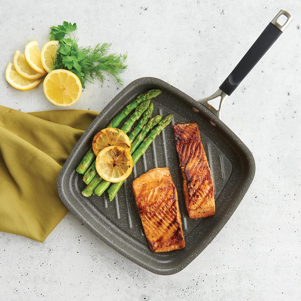 Nordic Ware Verde Aluminized Steel Cookware with Ceramic Coating, Searing Grill Pan 10-Inch