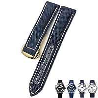 19mm 20mm Woven Nylon Watch Strap Black Blue Deployment Buckle Leather Watch Bands For Omega AT150 AQUA TERRA Seamaster Tissot