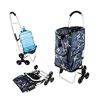 Folding Shopping Cart with 3 Wheels,Products Stair Climber,Used as a Shopping, Grocery, Laundry and Stair Climber Cart,Hold Up to 110 Pounds, Standard, Dark Blue