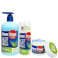 Blue Stop Max Trio Bundle - Pump, Jar, Applicator - Every Day, Every Ache. Safe Relief