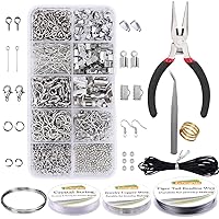EuTengHao Jewelry Making Kit Jewelry Repair Tool Kit with Jewelry Pliers Beading Wire Open Jump Ring Lobster Clasps Necklaces Cord Ribbon Ends Jewelry Making for Jewelry