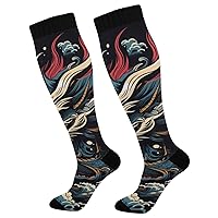 Dragon with Red Eye Compression Socks for Women Men Knee High Running Socks for Medical Running,1 Pair