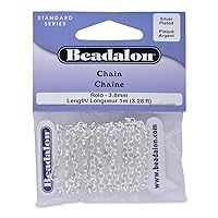 Beadalon Chain Rolo 3.8mm Silver Plated, 1-Meter