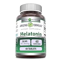 Amazing Formulas Melatonin Supplement | 20 Mg Per Serving | 60 Tablets | Non-GMO | Gluten-Free | Made in USA