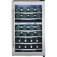 Danby DWC040A3 20 Inch Wide 38 Bottle Capacity Free Standing Wine Cooler with Du, Black/Stainless Steel