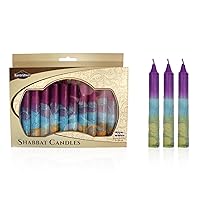 Majestic Giftware/Safed Candles 12-Pack Shabbat Candles - (SC-SHHR-V) | 5 Inch Dripless Handcrafted Traditional Shabbos Candles | Fits Standard Candle Holders (Harmony Violet)