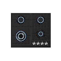 Empava 24 Inch Gas Cooktop Professional 4 Italy Sabaf Burners Stove Top Certified with Thermocouple Protection in Black Tempered Glass
