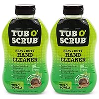 Tub O' Scrub TS18-2 Heavy Duty Pumice-Free Hand Cleaner, Removes Tough Grime & Dirt Without Water, Biodegradable, 18oz Bottle, 2-Pack