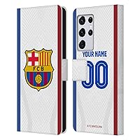 Head Case Designs Officially Licensed Custom Customized Personalized FC Barcelona Away 2023/24 Kit Leather Book Wallet Case Cover Compatible with Samsung Galaxy S21 Ultra 5G