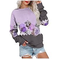Shirts For Women Ethnic Floral Sweatshirts Long Sleeve Fall Tops Round Neck Casual Pullover Trendy Going Out Top