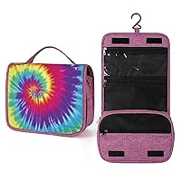 Pastel Rainbow Tie Dye Makeup Bag Travel Toiletry Bag Waterproof Cosmetic Bag with Portable Hook Handbag
