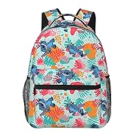 Laptop Backpack Cute Leaf Blue Monster School Bookbag Durable Daypack Lightweight Bookbags Portable Boys Girls Travel Bag for College Outdoor Sports